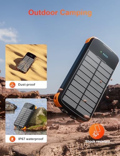 Ultimate 40000 m Ah Solar Power Bank – All-in-One Charging Solution with 20 W Fast Charge, Built-in 4 Cables, and Dual LED Flashlights for Outdoor Essentials – Waterproof, Durable Design for Universal Device Compatibility and Emergency Preparedness