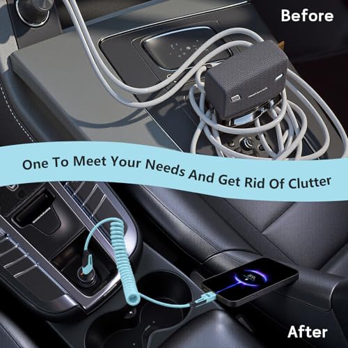 Versatile 4-in-1 Coiled USB C Cable – 4 ft – 65 W Fast Charging Solution for Phones, Laptops, and More – Durable Liquid Silicone Design in Pink – Tangle-Free Convenience, 2-Pack for Enhanced Compatibility and Speed