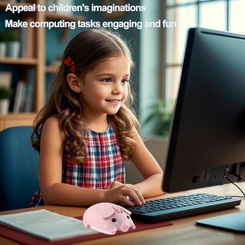 Cute Pig Design Wireless Mouse – Kawaii Bluetooth Dual Mode Silent Optical Mouse for PC, Laptop, and Tablet – Lightweight Portable Accessory for Kids, Students, and Office Use – Perfect Gift Idea for Adorable Tech Lovers