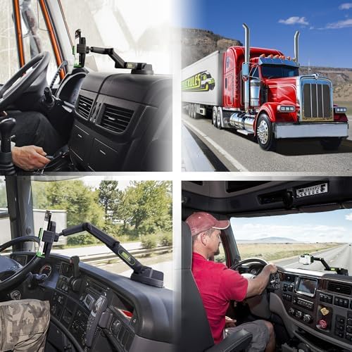 Heavy-Duty Truck Phone Mount with Super Suction Cup – Ultimate Mobile Device Holder for i Phone & Samsung, 16.9-Inch Long Arm for Maximum Stability & Flexibility, Ideal for Big Rig Drivers, Enhances Road Safety and Hands-Free Navigation