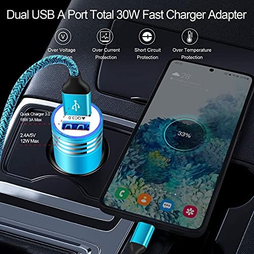 Ultra-Fast Android C Type USB C Car Charger for Samsung Galaxy S25 Ultra – 3.4 A Quick Charge Adapter with 3 FT Coiled Cable for Seamless Connectivity on the Go – Compact, Durable, and Perfect for Road Trips and Daily Commutes