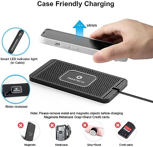 REESTECQI 15 W Wireless Car Charging Pad – Fast, Non-Slip Charging Mat with PD 40 W Car Charger for i Phone 16/15/14/13 & Samsung S24/S23/S22 – 1 Meter Type C Cable Included for Enhanced Compatibility and Effortless Use