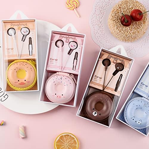 Qear Fun Donut Earbuds for Kids – Charming Wired Headphones with Integrated Microphone and Adorable Donut Storage Case, Ideal for Young Music Lovers and On-the-Go Adventures – Superior Sound Quality and Comfort for All-Day Listening