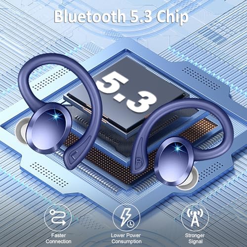 Premium Bluetooth 5.3 Wireless Earbuds – IP7 Waterproof Sport Headphones with 48-Hour Battery Life, Noise-Cancelling Mic, and 3 D Hi-Fi Stereo for Ultimate Workout Performance – Perfect for Running and Gym Enthusiasts
