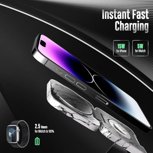 Revolutionary 3-in-1 Fast Wireless Charging Station – Magnetic & Foldable for Seamless Charging of i Phone 16/15/14/13/12/Pro/Max, Apple Watch 9/8/7/6/5/4/3/SE, and Air Pods 3/2/Pro – Compact, Portable, and Efficient 5 W Power Solution for the Modern User