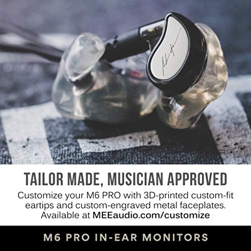 MEE audio M6 PRO In-Ear Monitor Headphones – 2 nd Gen Model with Superior Sound Quality, Customizable Fit Memory Wire Earhooks, and Durable Replaceable Cables for Professional Musicians – Noise Isolation Earbuds with Dual Cord Options (Black) – Perfect for Live Performances and Studio Recording