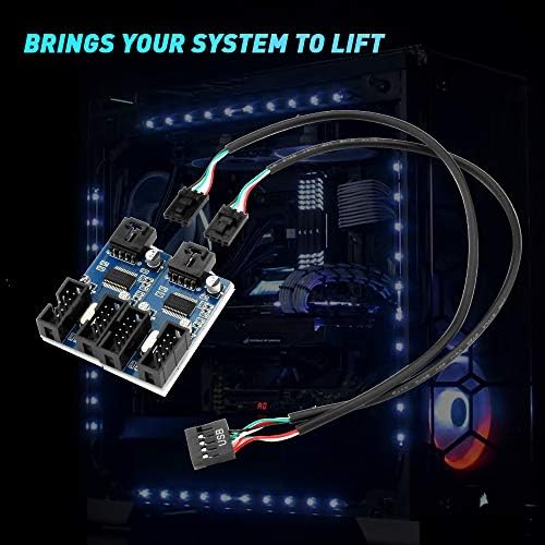 Rocketek USB 2.0 9 Pin Header Male to 4 Female Extension Card – Efficient Motherboard USB Hub Splitter for Enhanced Device Connectivity, High-Speed Data Transfer, and Organized Setup for Fans, RGB Lights, and Wi-Fi Receivers
