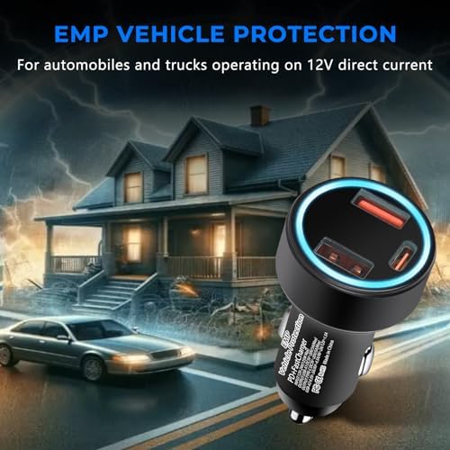Ultimate EMP Vehicle Protection System with Extra USB Charging Ports – Safeguard Against Lightning, Solar Flares, and Power Surges for 12-Volt DC Cars and Trucks, Ensuring Reliable Electronics Safety and Enhanced Device Compatibility