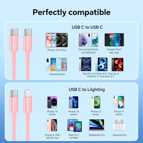 Premium 20 W PD Fast Charger Set for i Phone 14 – 3-Pack Type-C Wall Charger with 6 ft USB-C to Lightning Cables for Rapid Charging Compatibility with i Phone 14/14 Pro/14 Pro Max/13/12/11 – Optimal Speed and Versatility for Home, Office, and Travel