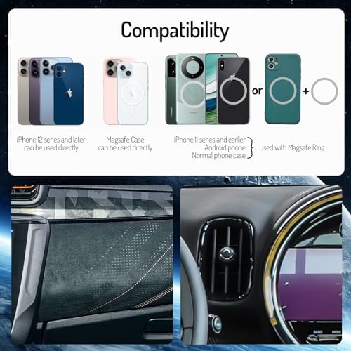 Mag-Safe 360° Rotating Car Phone Holder – Adjustable Magnetic Mount for i Phone 15/14/13/12 & All Smartphones – Durable Aluminum Alloy Design for Safe Navigation and Easy Access While Driving