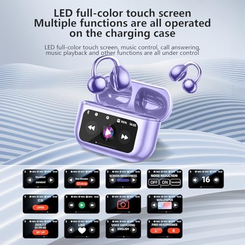 Experience Unmatched Audio Freedom with Bluetooth 5.4 Open Ear Clip-On Earbuds – Lightweight, IPX7 Waterproof Sports Headphones with Intelligent Touch Control for Seamless Fitness and Running Performance – Striking Vibrant Purple Design
