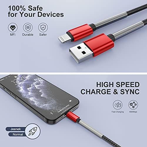 Premium 3-Pack Apple MFi Certified Lightning to USB Charging Cables – 3 ft Fast Charge Cords for i Phone 14 Pro Max, 13 Pro Max, 12 Mini, and More – Durable, High-Performance Design for Seamless Connectivity and Versatile Use at Home, Office, or On-the-Go