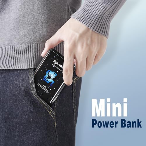 Compact 10000 m Ah Mini Power Bank – Fast Charging Portable USB-C Charger with Virgo Constellation Design for i Phone, Samsung, and Tablets – Ideal Gift for Tech Enthusiasts and Festival Celebrations – Enhanced Portability and Efficiency