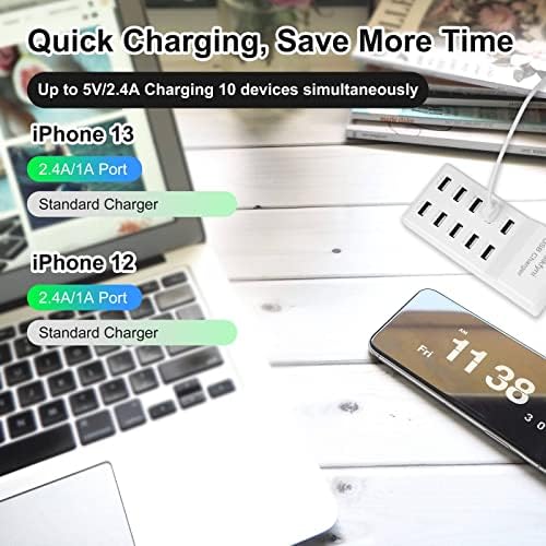 High-Speed 10-Port USB Charging Hub Duo: Ultimate Smart Charging Solution for Families and Tech Lovers – Multi-Device Power Station for Smartphones, Tablets, and Wearables with Compact Design for Home, Office, and Travel Needs