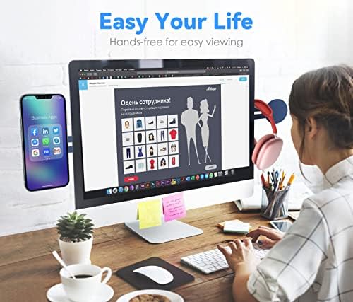 CloudValley Adjustable Laptop Stand, Magnetic Phone Holder, Aluminum Slim Computer Monitor Side Mount Clip for iPhone MagSafe Series & All Phones, Portable Foldable Computer Expansion, Matte Black – Enhanced Compatibility and Speed