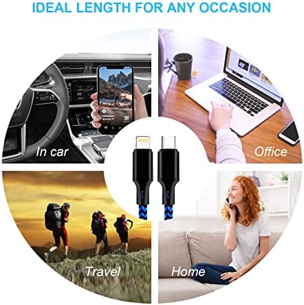 Premium 5-Pack i Phone Charger Set: MFi Certified Nylon Braided Fast Charging Cables (3 FT, 6 FT, 10 FT) for i Phone 14/13/12/11/X/Max/8/7/6/5/SE/i Pad – Unmatched Durability & Versatile Lengths for Every Lifestyle