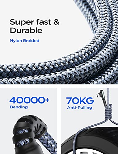 Optimize your charging setup with the AINOPE 240 W USB C to USB C Cable, a 6-foot powerhouse engineered for ultimate speed and flexibility. Featuring a right-angle connector, this fast charging cable is perfect for gaming or multitasking without the clutter of tangled cords. Compatible with the latest devices, including i Phone 16 Pro Max, i Phone 15, Mac Book Air/Pro, i Pad Pro, Samsung Galaxy, and Pixel, it delivers an impressive 240 W power output for rapid charging. The dual-pack offers exceptional value, ensuring you have a reliable charging solution wherever you go. Built with premium materials for durability, the sleek grey and blue design enhances your tech aesthetic while providing long-lasting performance. Elevate your device charging experience with this versatile cable, designed for both home and office use, while ensuring seamless connectivity across all your electronics.