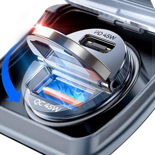 AINOPE 90 W Premium Metal USB C Car Charger – Dual Port Fast Charging Solution with PD45 W & QC3.0 Technology for i Phone 16/15/14/13/12 & Samsung Galaxy S25 Plus Ultra – Universal Compatibility & Intelligent Safety Features for On-the-Go Power