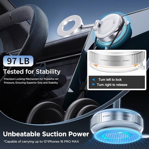 2026 Premium 360° Magnetic Phone Mount – Ultra-Strong Suction Cup Holder for i Phone & Android – Sleek Mag Safe-Compatible Design for Secure Hands-Free Navigation in Vehicles & Gyms – Elevate Your Mobile Experience with Unmatched Stability and Versatility