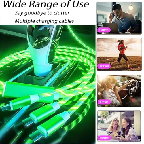 TISTIPPL 3-in-1 Illuminated Charging Cable – Fast Charge with Multi-LED Indicator, Universal Compatibility for Smartphones & Tablets, Durable & Portable Design Perfect for Travel and Daily Use