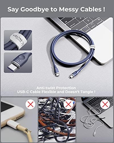 VOLTME 3.3 ft USB C Cable 2-Pack – Premium Nylon Braided Type C Charger for Fast Charging & High-Speed Data Transfer – Compatible with Mac Book Pro 2020, i Pad Pro 2021, Galaxy S22, Pixel, Switch & More – Durable, Universal Charging Solution in Grey for Enhanced Performance and Longevity