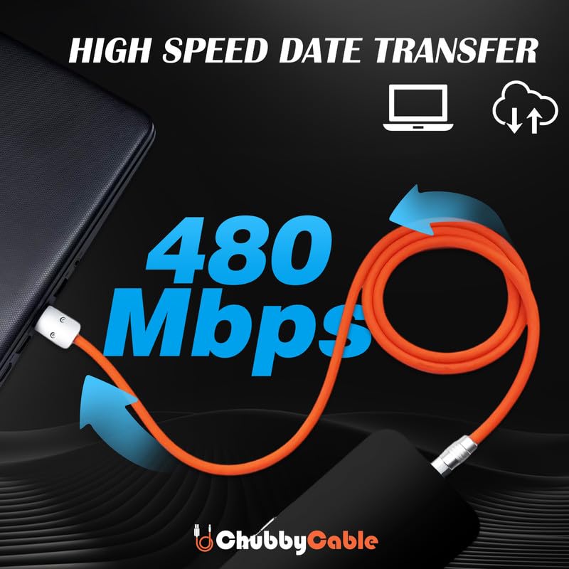 Ultra-Durable Chubbycable Couple 2-Pack: High-Speed 240 W Silicone Charging Cables for i Phone 16/15, i Pads & Galaxy Devices – Flexible 4.9 FT Length in Stylish Dark Blue & Orange for Optimal Performance and Reliability