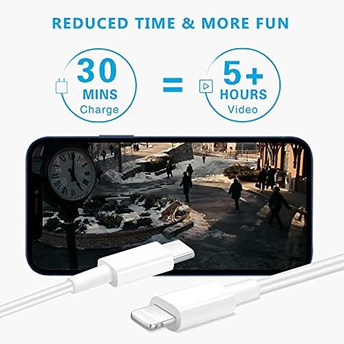 Swift Charge 20 W USB-C Charger for i Phone 15 & i Pad – 6 FT Cable Included – Rapid Power Solution for i Phone 16 Pro Max, i Pad Pro, Mini & Air – Lightweight, Durable, and Versatile Charging Block for All Your Devices – Say Goodbye to Long Wait Times with Enhanced Compatibility and Safety Features