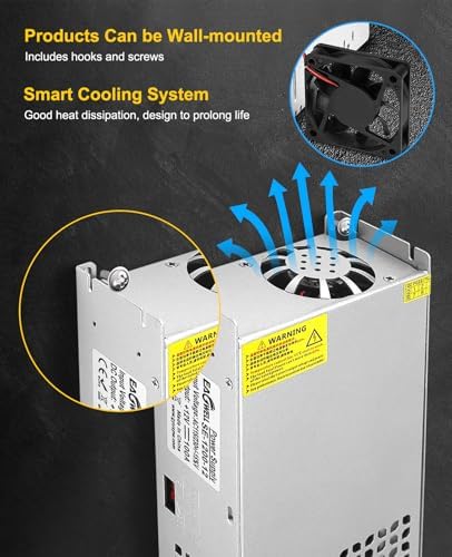 Eagwell 600 W 12 V AC to DC Power Supply Converter – High-Efficiency SMPS Adapter for RVs, LED Strips, and LCD Monitors – Reliable 50 A Output with Safety Features for Versatile Applications and Enhanced Performance