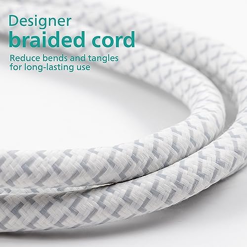 Philips EZFit Surge Protector with 3 Outlet Power Strip and 6 ft Braided Cord – Enhanced Charging Station Featuring 2 USB-A and 1 USB-C, 490 Joules of Surge Protection, Space-Saving Design in Sleek White for Home and Office Use