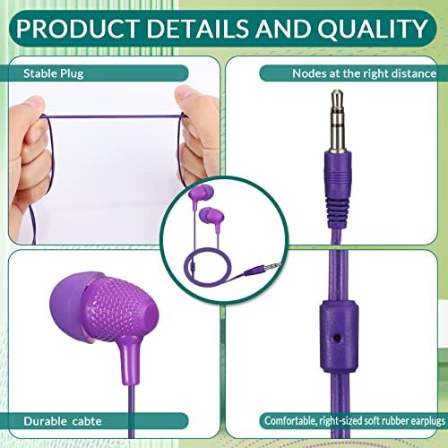 Macarrie 200 Pack Wired Earbuds – Vibrant Classroom & Office Headphones with 3.5 mm Compatibility – Individually Bagged for Hygiene & Seamless Distribution – Lightweight & Durable Design for All-Day Comfort – Ideal for Lectures, Music Listening, and Conference Calls