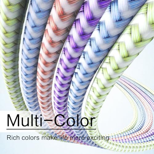 Apple MFi Certified 6 Pack Nylon Braided Lightning Cables – Fast Charging in Stylish Pastel Colors, Versatile Lengths (3 FT, 6 FT, 10 FT) for i Phone 14 Pro, 13 Mini, 12, 11 Pro Max, XR, XS, 8, 7, Plus, 6 S – Enhanced Durability & Quick Data Transfer