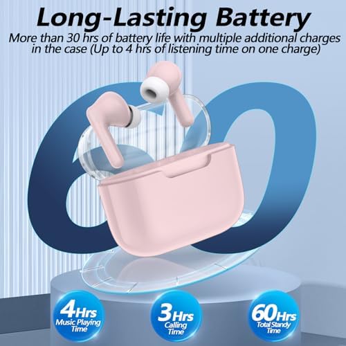 Kurdene P3 Wireless Earbuds – Bluetooth 5.3 In-Ear Headphones with Deep Bass Sound and Built-in Microphone – Stylish Pink Design for i Phone and Android – Premium Audio Experience for Music Lovers and Active Lifestyles
