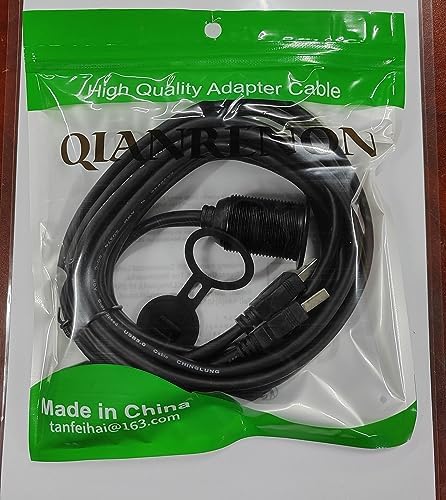 Revolutionize Your Vehicle’s Connectivity with QIANRENON Waterproof Dual USB 3.0 Extension Cable – 2 Male to 2 Female Configuration, 6.5 ft Length, LED-Illuminated Aluminum Housing for Secure Instrument Panel Mounting, Perfect for Cars, Boats, and Motorbikes