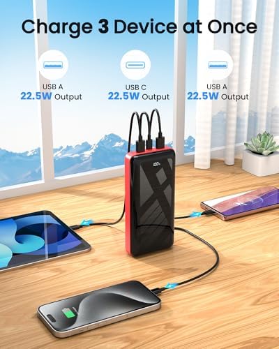 High-Capacity 50,000 m Ah Portable Charger Power Bank – 22.5 W Fast Charging Battery Pack with USB-C Quick Charge, 3 Outputs & 2 Inputs, LED Display for i Phone 16/15/14/13, Samsung & Android Devices – Ultimate Travel Companion for All-Day Power