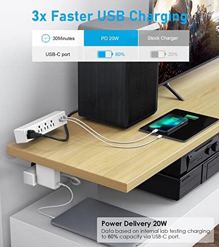 Maximize Workspace Efficiency with VILONG’s Dual Layer Desk Clamp Power Strip – 10 Outlet & 3 USB Charging Station, 20 W Edge Mount Surge Protector with 3 Ft Extension Cord for Home & Office Use – Clutter-Free Power Solution for All Devices