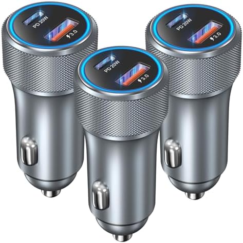 OKRAY Triple Pack 36 W Dual USB C Car Charger – Fast PD3.0 & QC3.0 Charging Adapter with 12 V Compatibility for i Phone 16-12 Pro Max, Samsung Galaxy S25-S24, Pixel 9-8 – Compact & Reliable Power on the Go