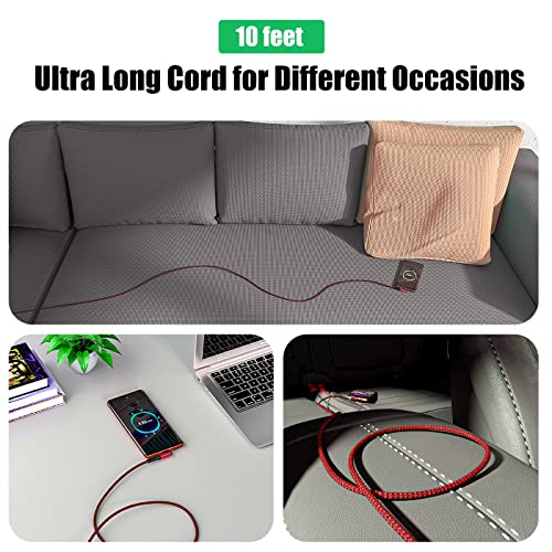 Ultimate 10 ft Type C Fast Charging Cable – 90-Degree USB to USB C Braided Cord (3-Pack) for i Phone 16/15 and Galaxy S Series – Enhanced Durability & Vibrant Colors for Seamless Charging Experience