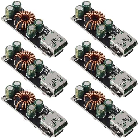 High-Performance 60 W DC to USB-C PD 3.0 Quick Charge Adapter – 6-Pack Versatile Power Module for Fast Charging of 12 V/24 V Devices with Enhanced QC4.0 and QC3.0 Support for Optimal Efficiency
