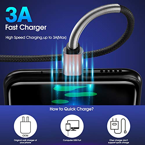 Cyven Premium 10 ft USB C Fast Charging Cable – 3-Pack High-Speed Type C Charger for Android Devices, Compatible with Samsung Galaxy S10, S9, S8 Plus – Enhanced Durability and Flexibility for Everyday Use