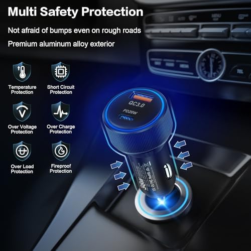 38 W Dual USB-C Car Charger | Fast Charging Multi-Port Adapter | Boxeroo 3-Pack Cigarette Lighter Charger for i Phone 16/15/14/13/12 Pro & Samsung | PD/QC 3.0 Technology for Rapid Power Delivery | Compact, Durable, and Versatile Charging Solution for Road Trips & Daily Commutes | Stay Powered On-the-Go with Enhanced Compatibility and Safety Features