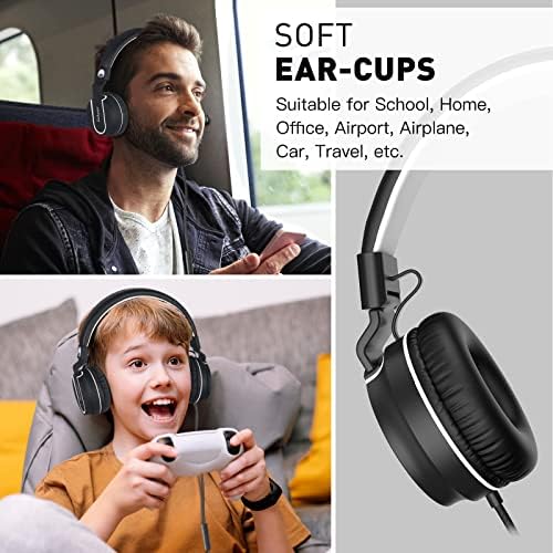 Rockpapa 950 Kids Wired Headphones – Vibrant Black and Green On-Ear Style with Built-in Microphone for Enhanced Online Learning, Foldable for Ultimate Portability, Compatible with Laptops, Tablets, and Chromebooks for Seamless Classroom Engagement and Daily Use