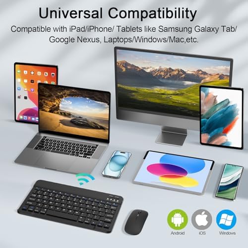 Sleek Wireless Keyboard and Mouse Combo – Rechargeable Bluetooth & 2.4 GHz USB for i Pad, Smartphone, PC & Laptop – Ergonomic Design for Ultimate Comfort in White – Elevate Your Workspace Efficiency!