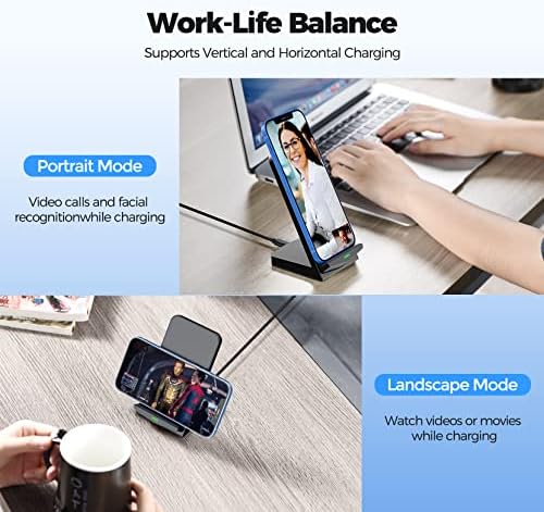 Dual Pack Wireless Charging Stand – 15 W Fast Charge for i Phone 15/14/13/12/11 Pro Max & Galaxy S23/S22/S21/S20 – Ergonomic Design for Home & Office – Universal Compatibility for Google Devices & More – Tangle-Free Convenience for Seamless Charging Experience