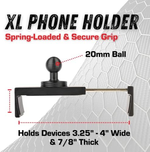 Bulletpoint XL Dash Mount for Oversized Smartphones – Secure Cradle for i Phone & Android – 4-Inch Expandable Holder with 20 mm Attachment Ball – Ultimate Hands-Free Driving Experience