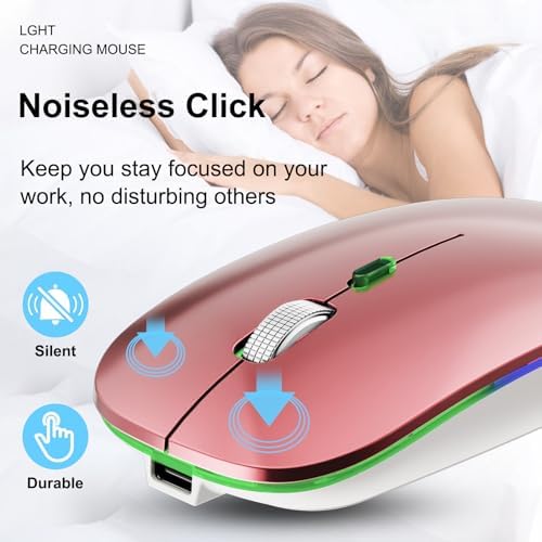 Ergonomic Wireless Mouse for Mac & PC – Rechargeable Dual Mode Bluetooth 5.2/3.0 & 2.4 GHz USB-C Receiver – Lightweight, Silent Design for Ultimate Comfort and Portability – Ideal for Multitasking Professionals and Casual Users