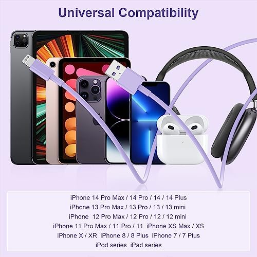 10 ft Apple MFi Certified Lightning to USB Cable – 2 Pack Long Durable i Phone Charger for Fast Charging – Compatible with i Phone 14/13/12/11/Pro/Max/X/XS/XR – Enhanced Flexibility and Performance for Home or Travel