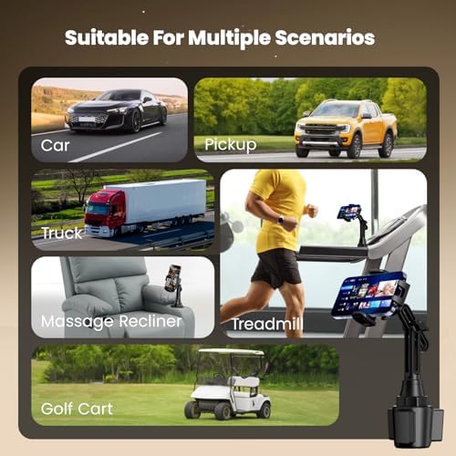 Universal Car Cup Holder Phone Mount with 360° Rotation – Adjustable Height Smartphone Holder for Optimal Driving Convenience – Fits 2.5 to 4.1 Inch Cup Openings – Durable, Stylish Design Compatible with All Phones – Elevate Your In-Car Experience Today!