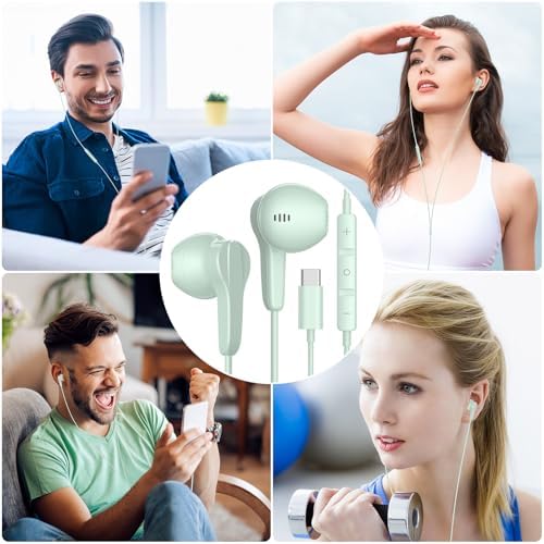 High-Performance USB C Headphones for Samsung S25 Ultra and i Phone 16 – Hi-Fi Stereo Wired Earbuds with Microphone and Volume Control, Magnetic Design for Tangle-Free Storage – Enhanced Compatibility with Galaxy Flip, Pixel 9, S24, S23 FE, and More