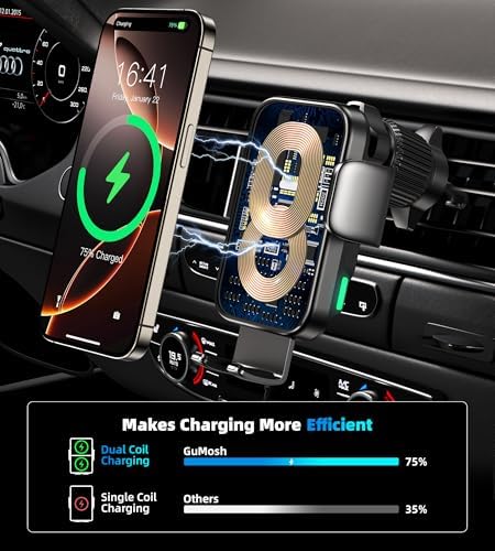 Revolutionary Dual Coil 15 W Wireless Car Charger Cup Phone Holder with Auto-Clamping for i Phone & Samsung Galaxy – Effortless Fast Charging and Secure Mounting for Enhanced Driving Convenience