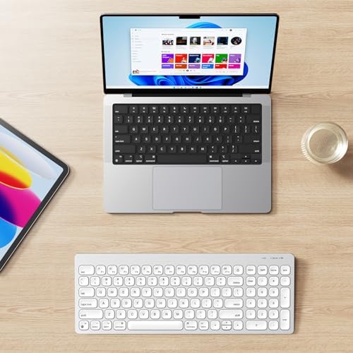 Elevate Your Mac Experience with OMOTON Wireless Bluetooth Keyboard – Ergonomic Design & Numeric Keypad for Seamless Typing on Mac Book Pro/Air, i Mac, Mac Mini & More – Sleek Silver Finish for a Stylish Workspace